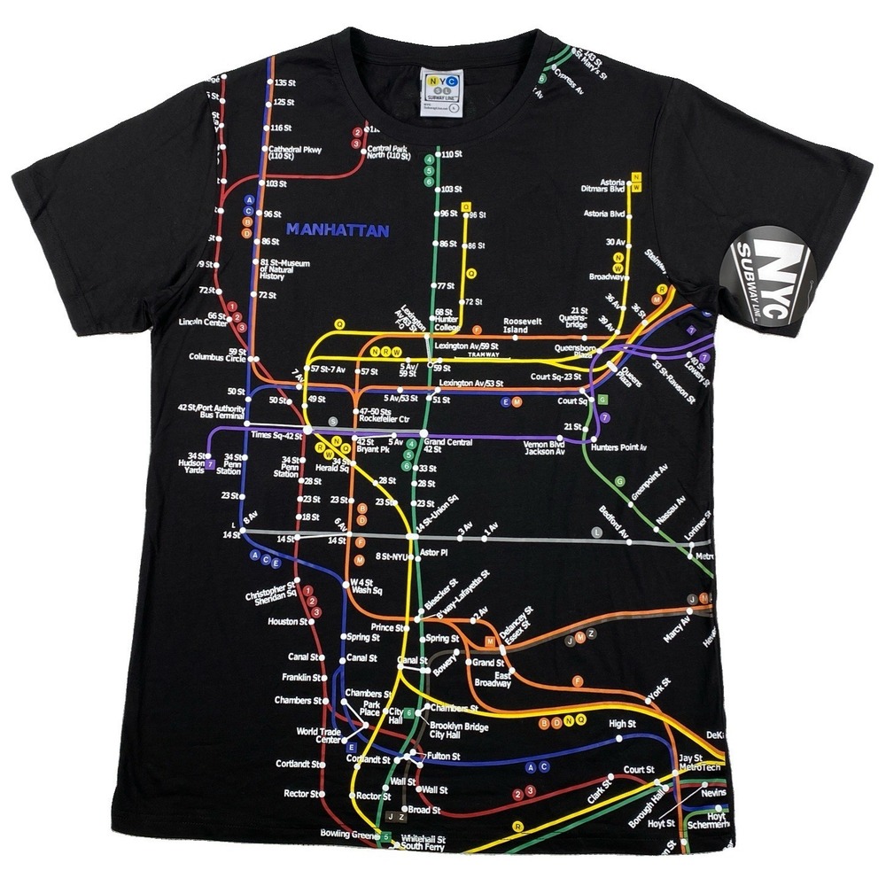 MTA New York Manhattan Subway Transit T-Shirt Adult Large Black NWT